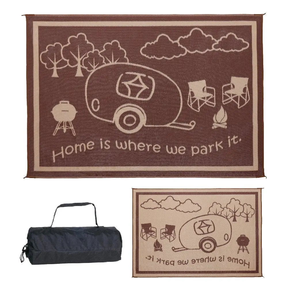 Ming's Mark Rh8117 Reversible Mat, Brown/Beige, Rv Home, 8' X 11' 1
