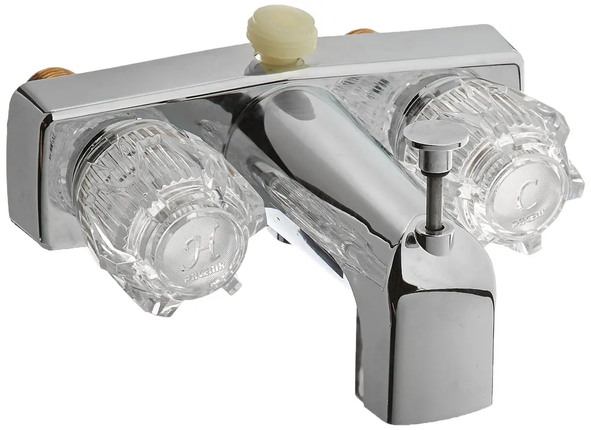 Valterra Pf213332 Rv Diverter Faucet, Phoenix Durapro Chrome Finish Two Handle, Clear Acrylic Knobs 2