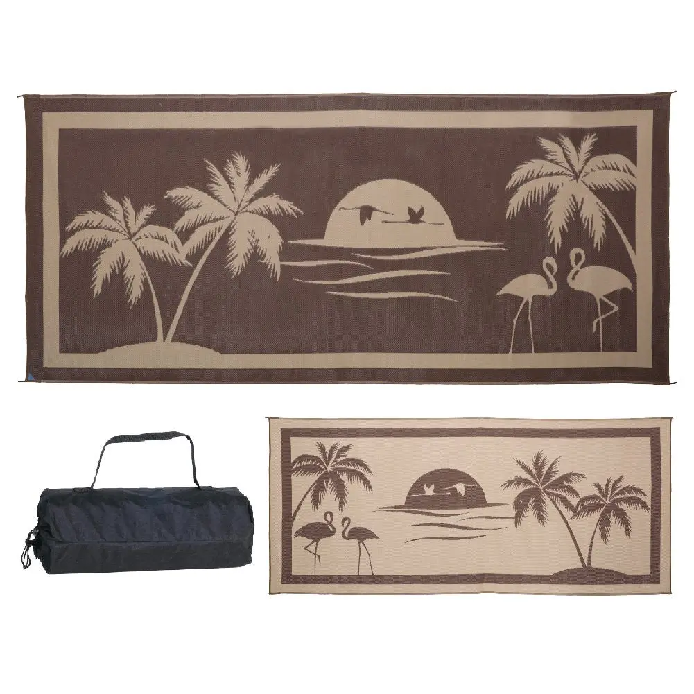 Ming's Mark To8187 Reversible Mat, Brown/Beige, Tropical Oasis, 8' X 18' 1