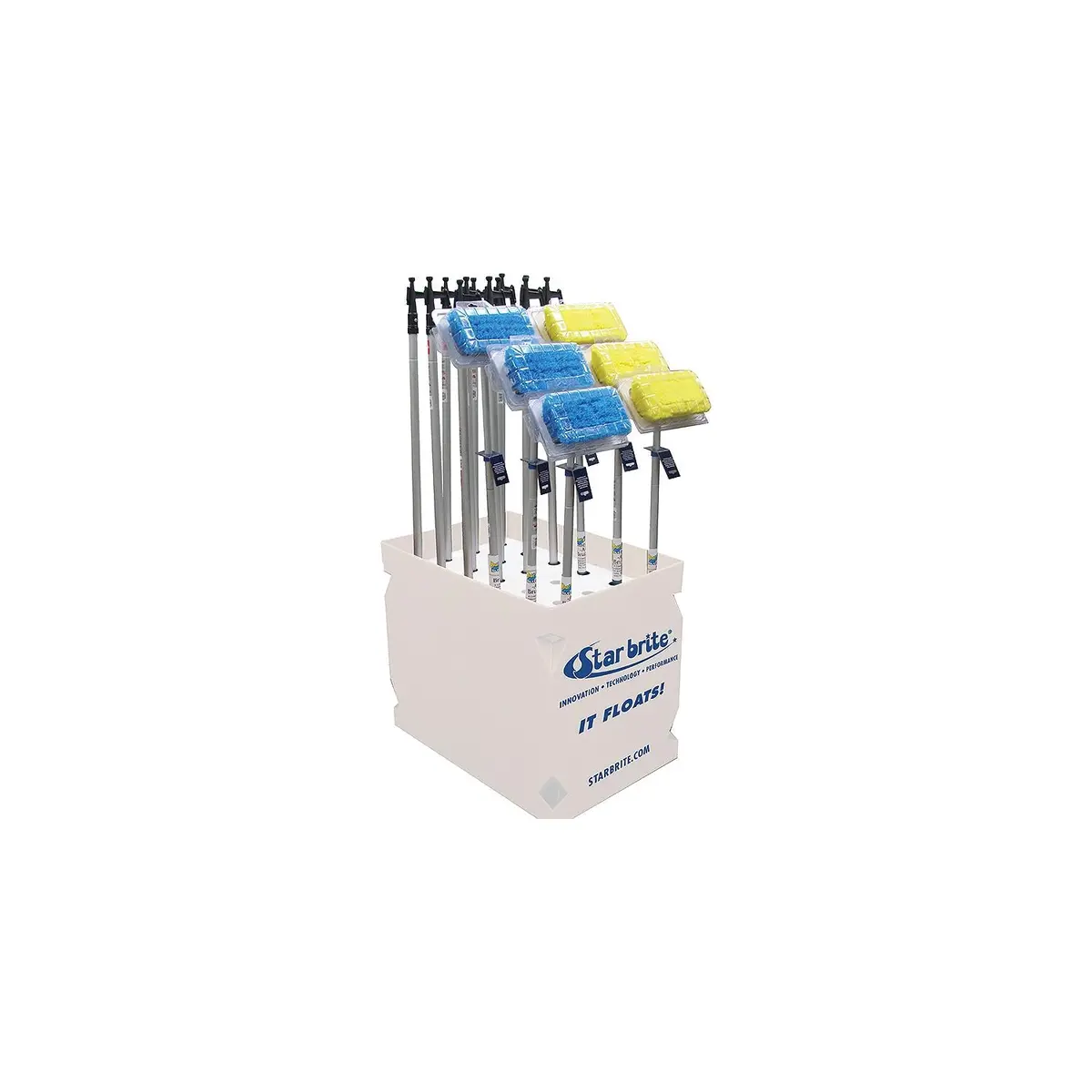 Star Brite 40818 Mixed Display With Boat Hooks, Blue & Yellow Brushes 1