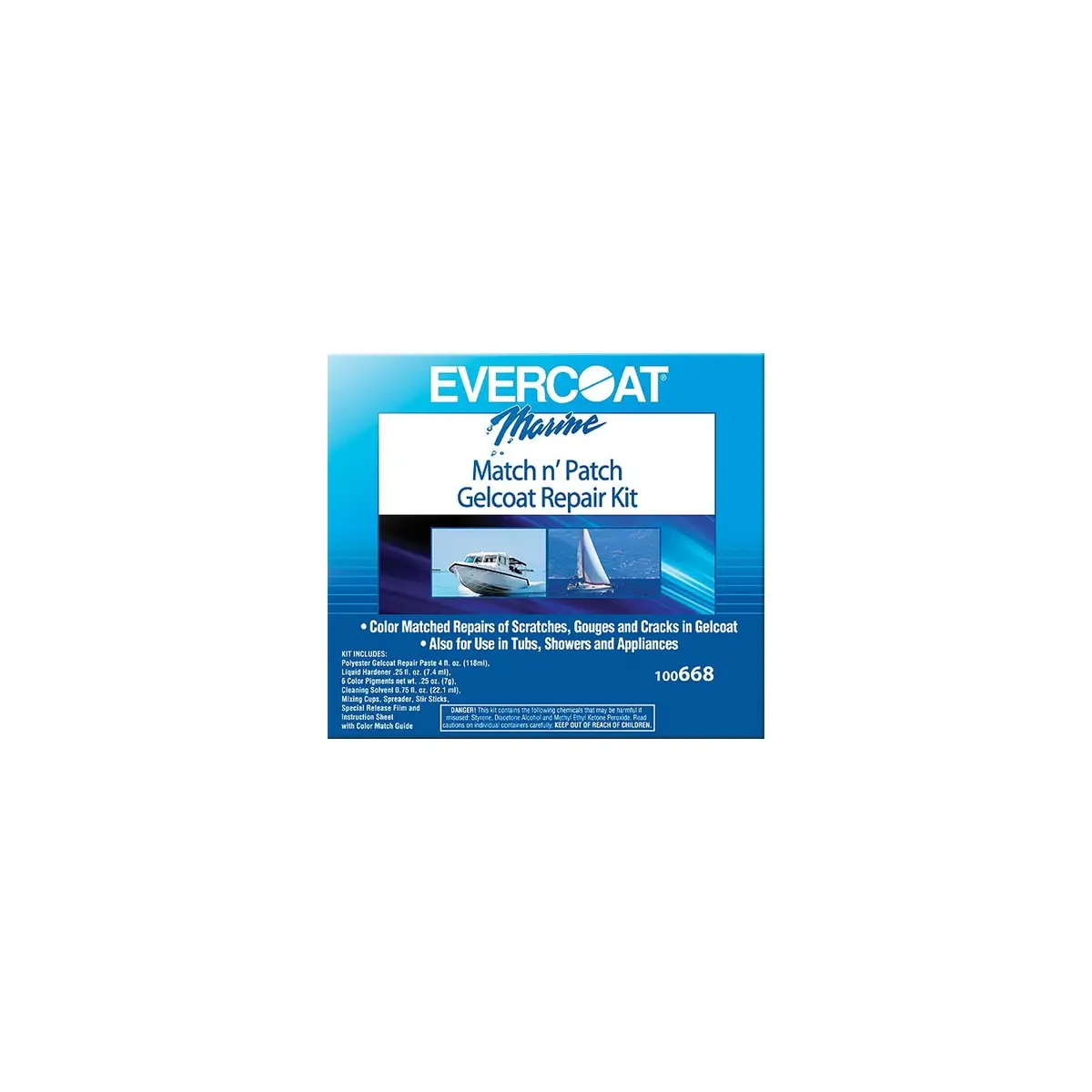 Fibre Glass-Evercoat 100668 Match N' Patch Gelcoat Repair Kit 1