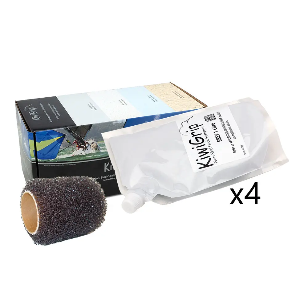 Kiwi Kg-4Gp-R Kiwigrip 4 1 Liter Pouches Grey W/4" Roller 1