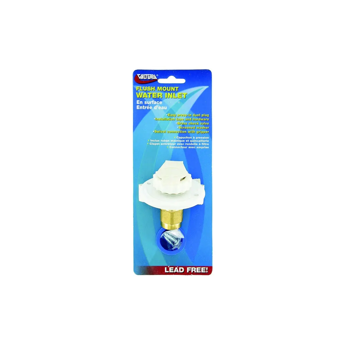 Valterra A01-0171Lfvp Flush Mount Fpt Brass Check Valve, White, W/Screws, Putty Tape & Teflon Tape 1