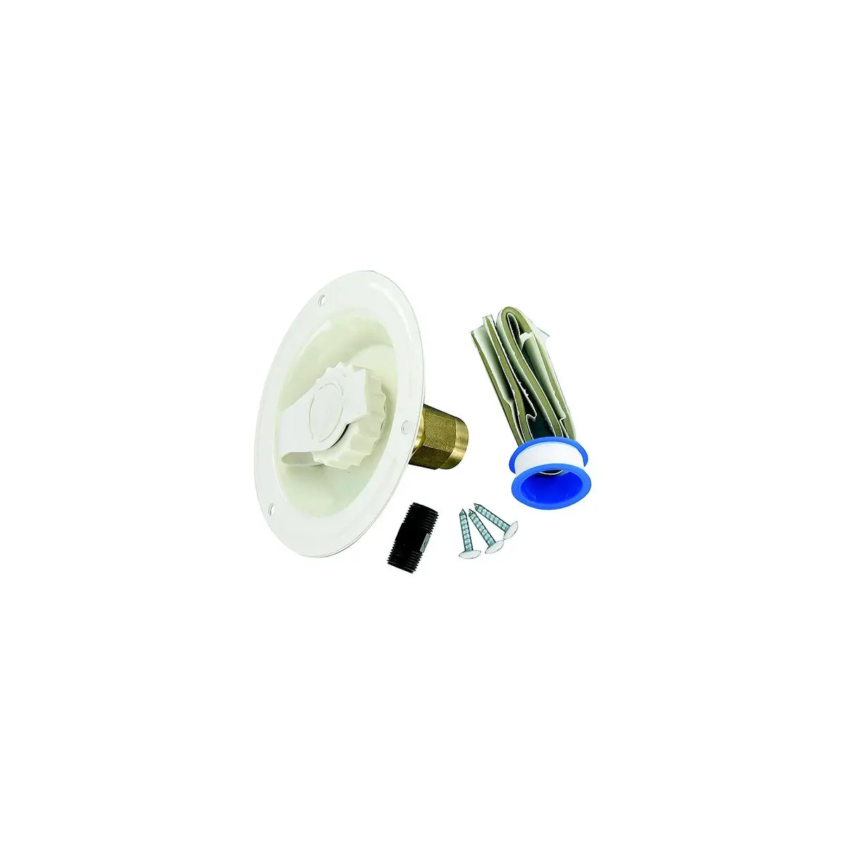 Valterra A01-0177Lfvp Brass Check Valve 1/2" Rv Inlet, Colonial White, Includes Tape, Male Nipple & Hardware, Carded 1