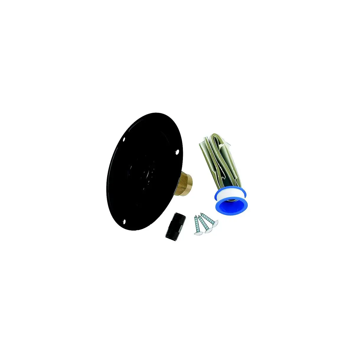 Valterra A01-0178Lfvp Brass Check Valve 1/2" Rv Inlet, Recessed, Black, Includes Tape, Male Nipple & Hardware 1