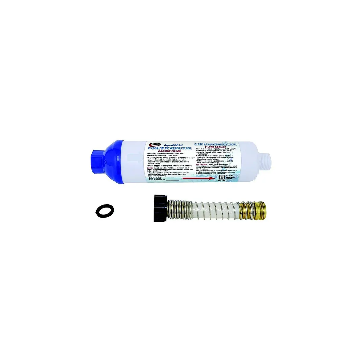 Valterra A01-1131Vp Aquafresh Replacement Exterior Water Filter W/Hose, Connections & Hose Saver 1
