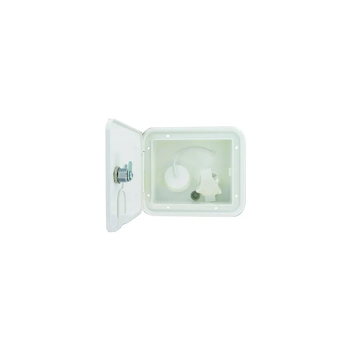 Valterra A01-2004Vp Gravity Plastic City Water Inlet/Hatch, White, 1/2" Air Vent, Includes Hardware & Installation Tape 1