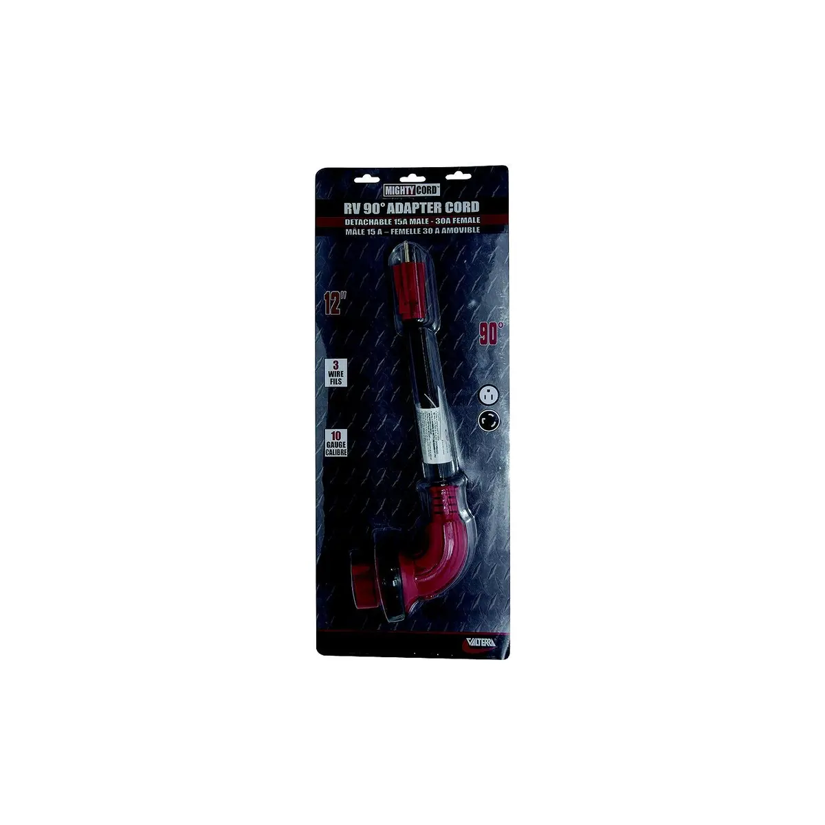 Valterra A10-1530D90vp Mighty Cord 90° Adapter Cord, 15Am-30Af, Carded 1