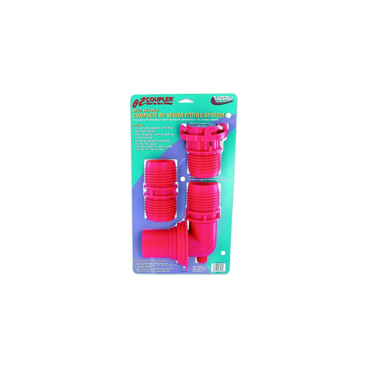 Valterra F02-3303 Red Ez Rv Coupler System, Includes Valve Adapter, Coupler & Universal Sewer Adapter 1