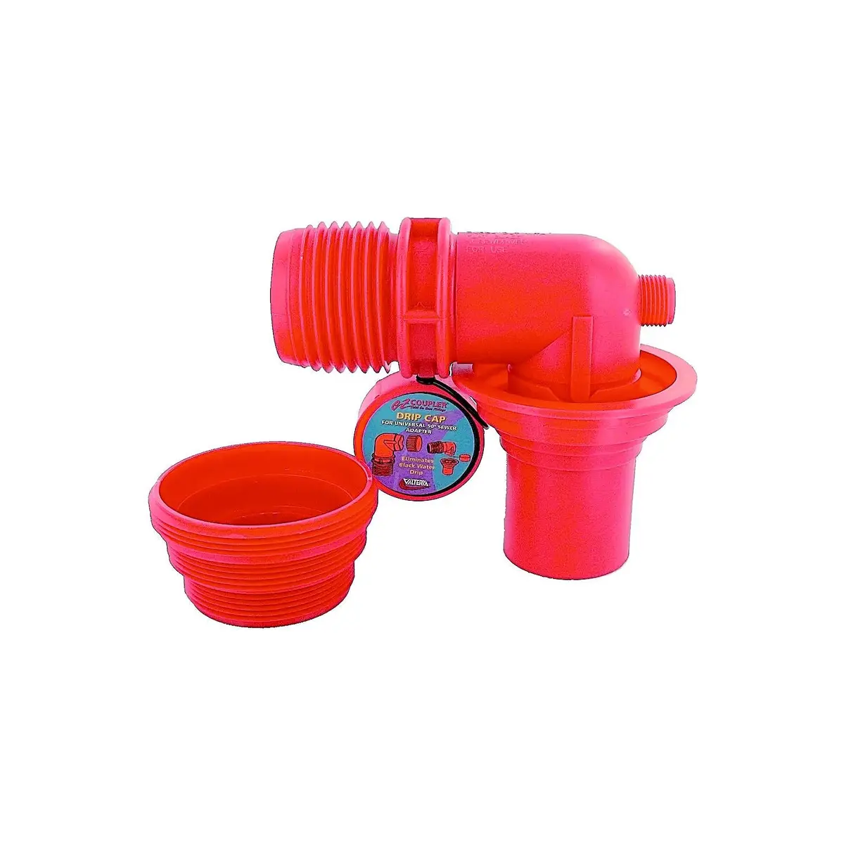 Valterra F02-3305Vp Red Ez 90 Degree Rv Sewer Adapter & Thread Attachment 1
