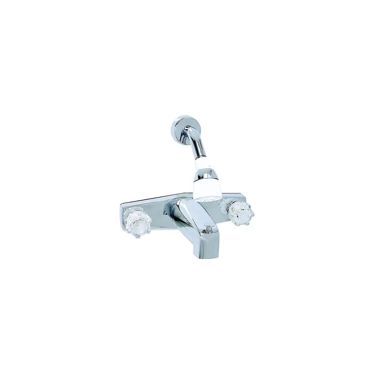 Valterra Pf214348 Rv Tub/Shower Faucet, Phoenix 2-Handle, Clear Acrylic Knobs & Shower Head Kit, Chrome 1
