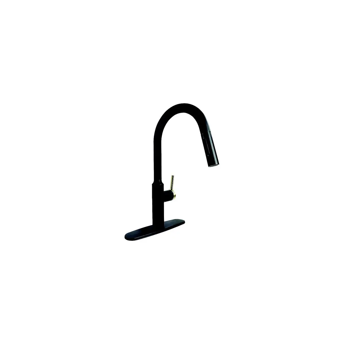 Valterra Pf231780 8" Premium Slimline Single Handle Pull Down Kitchen Faucet, Matte Black W/Gold Handle 1