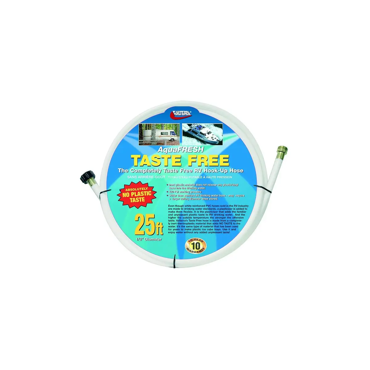 Valterra W01-0004 White 120 Psi 1/2" X 25' Taste Free Rv Drinking Water Hose 1
