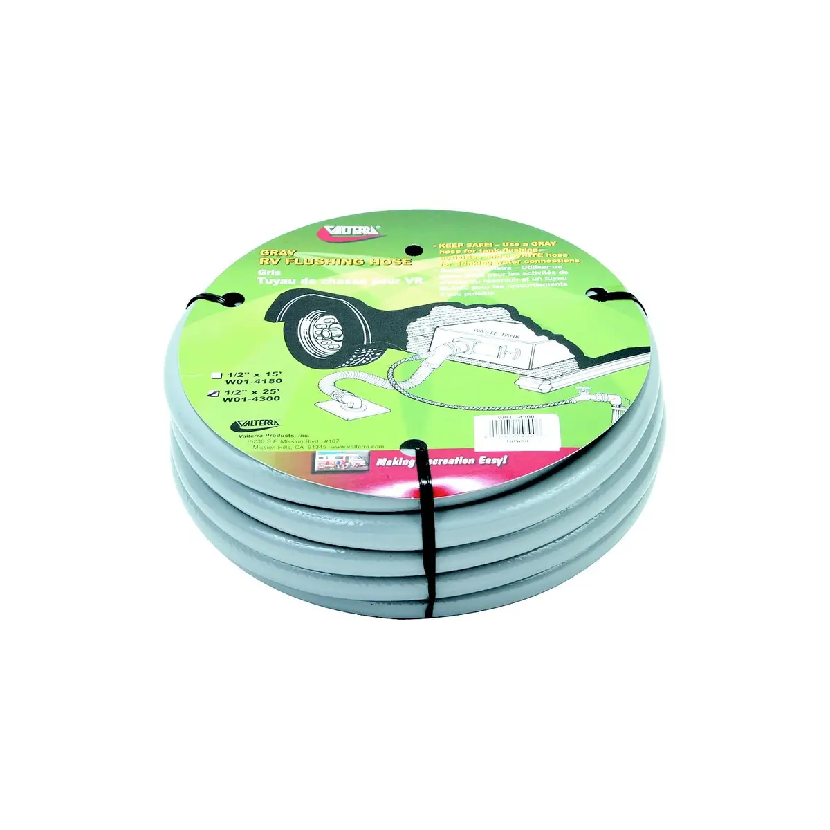 Valterra W01-4300 Gray 1/2" X 25' Rv Waste Tank Flushing Hose 1