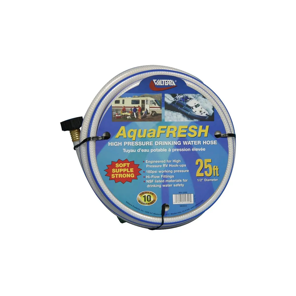 Valterra W01-6600 Aquafresh Drinking Water Hose, 5/8" X 50' White 1