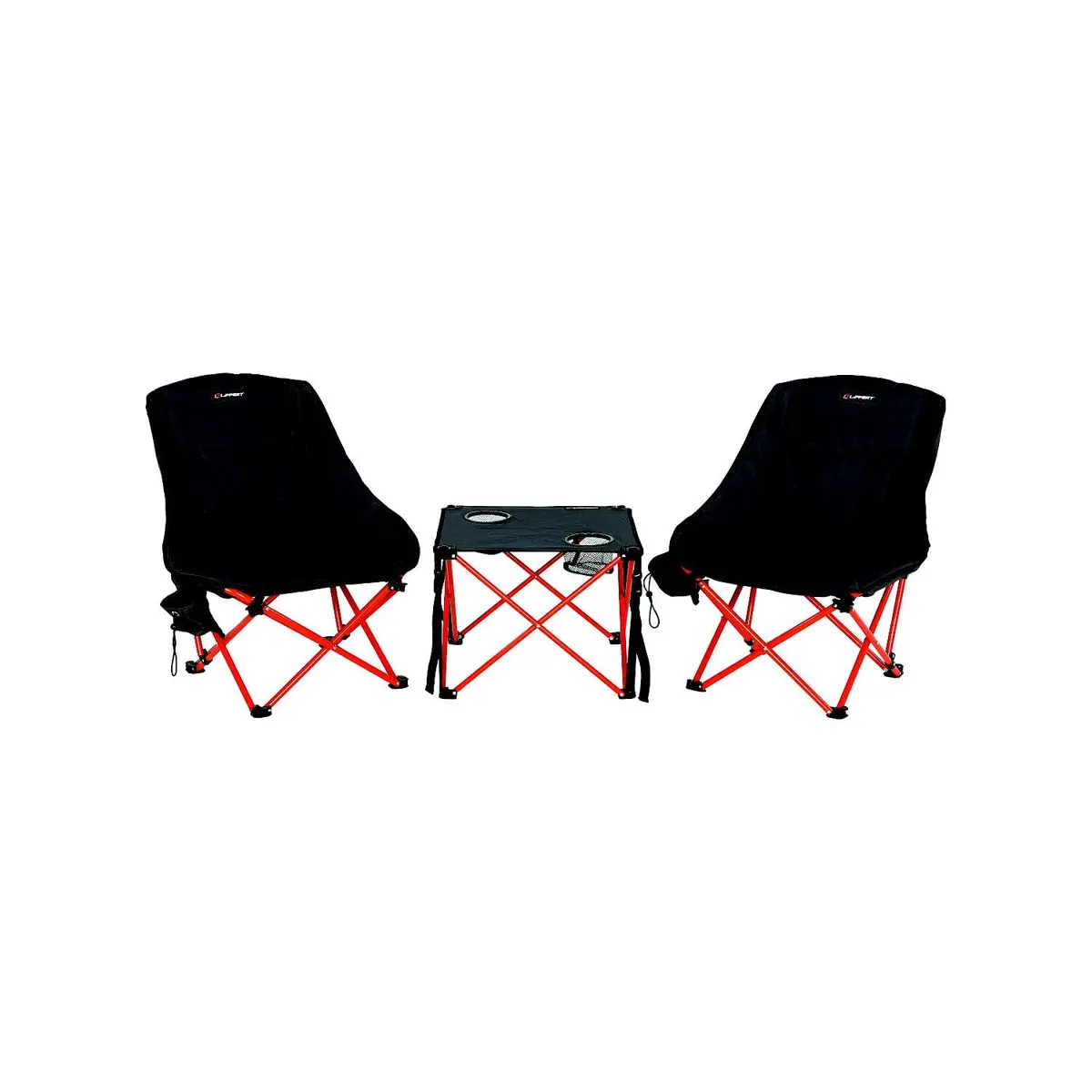 Lippert 2023053719 Baja Overlanding Chair & Table Set, Dark Grey/Red, 250Lb Chair, 45Lb Table, Compact Camping Set 1