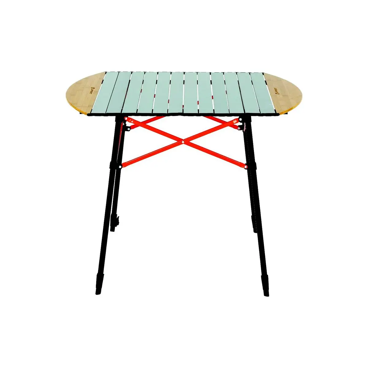Lippert 2023053727 Roll Top Camping Table Bamboo & Hammer Grey, 31.5" X 8.7" X 4.7" Folded, 80 Lbs. 1