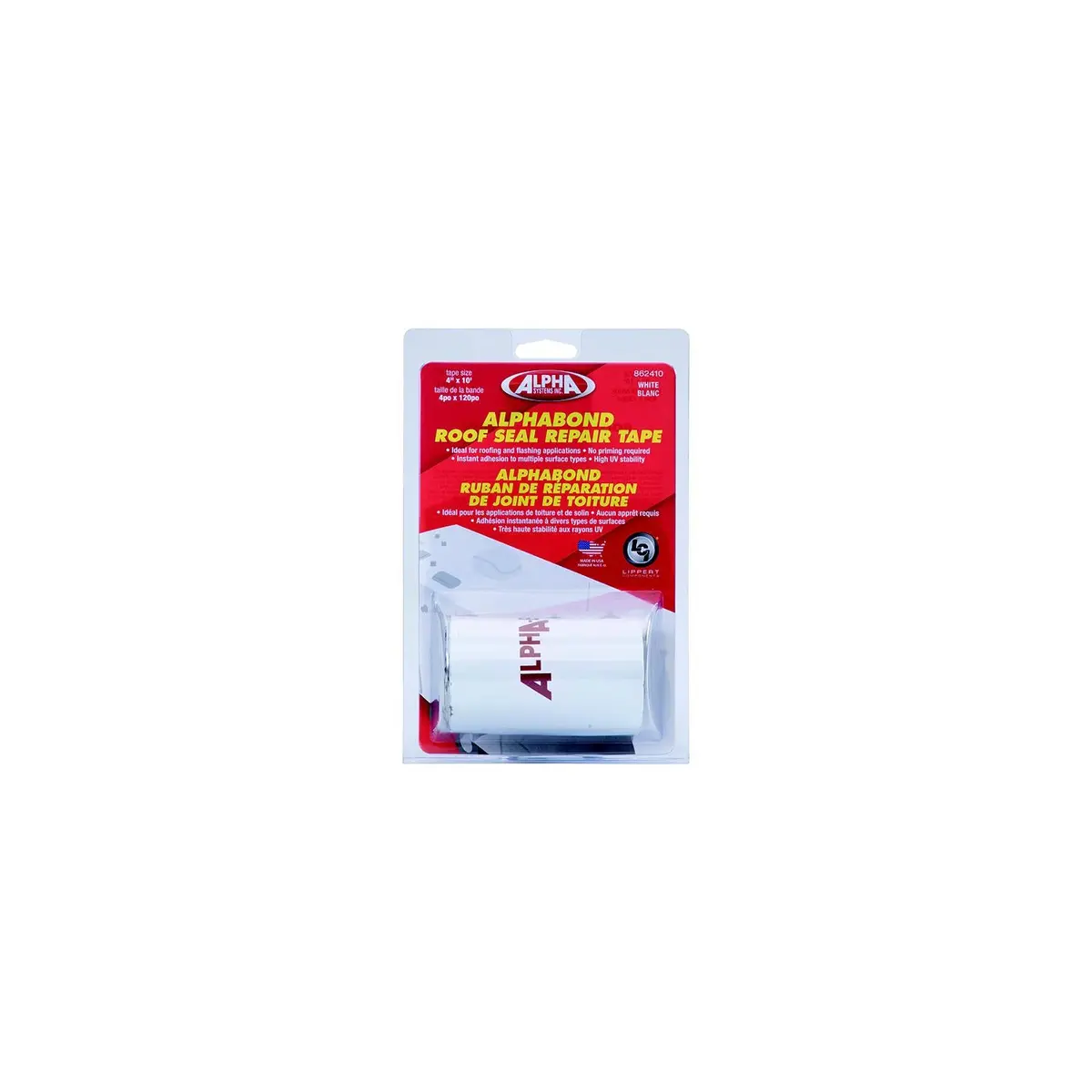 Lippert 862410 Alpha Systems All-Purpose Butyl Tape, 4" X 10', White 1