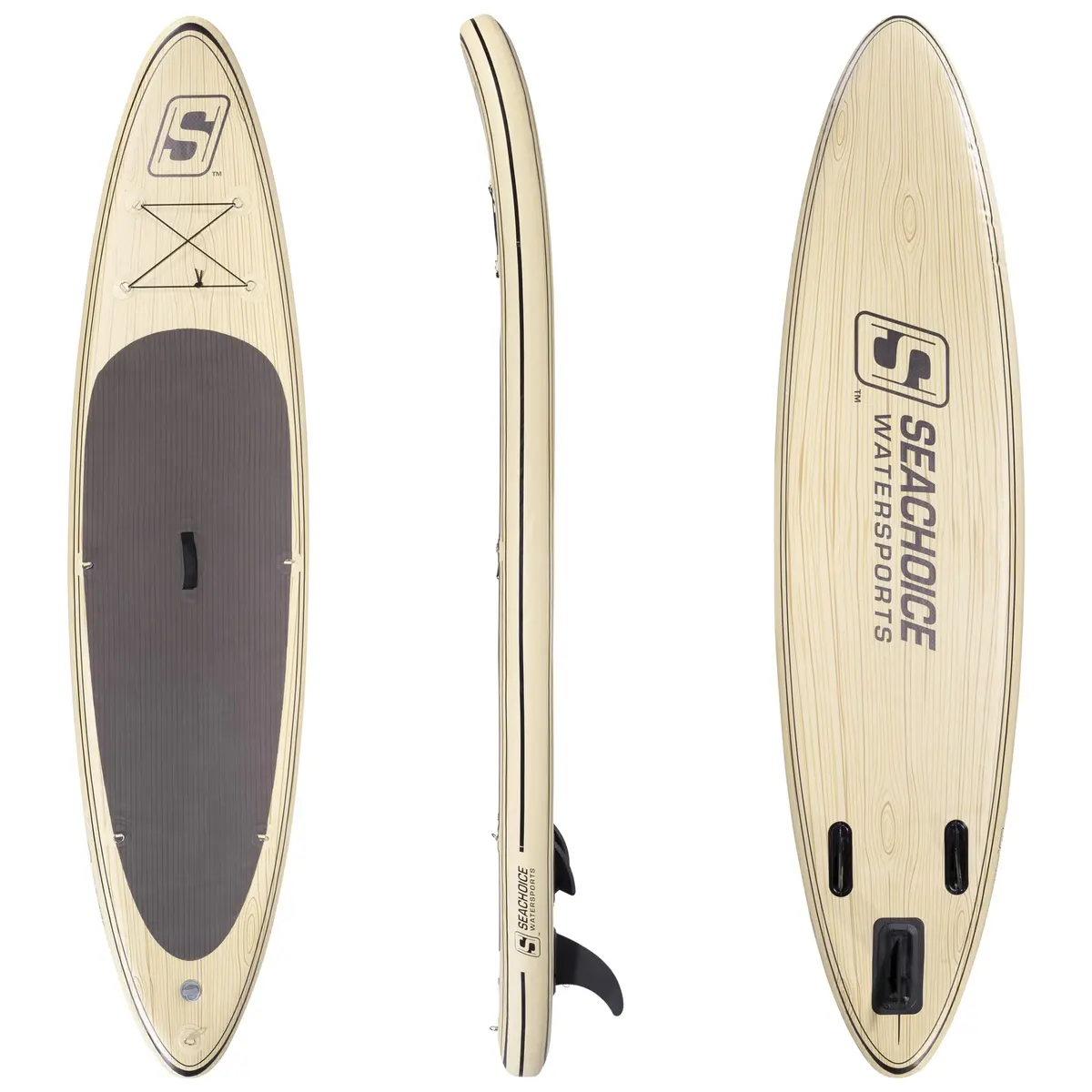 Seachoice 86949 10'6" Inflatable Stand-Up Paddle Board Kit Woodgrain Pattern 1