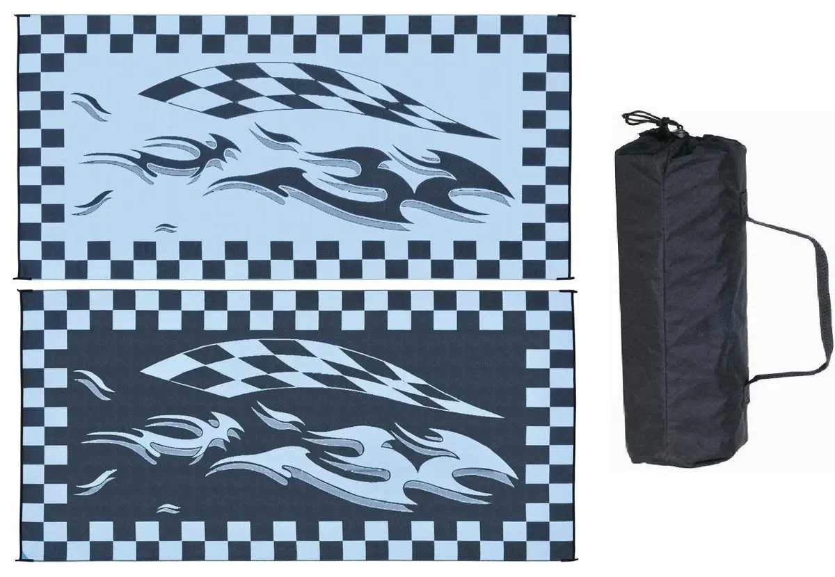 Ming's Mark Hb1-Checkered Reversible Mat, Flag Black/White, 8' X 16' 1