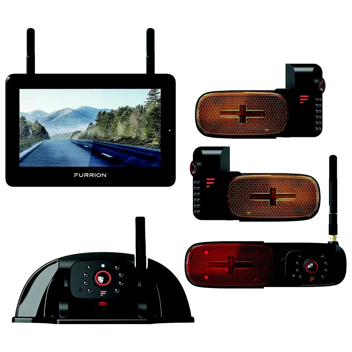 Furrion 2021124366 Vision S+ Rv Observation System, 7" Monitor, Side/Sharkfin/Rear Cameras With Led Marker Lights 1