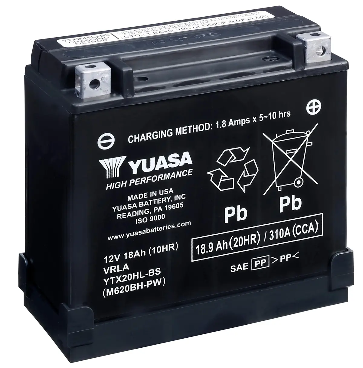 Yuasa Battery Inc. Yuam620bh-Pw Yuasa High Performance, Maintenance Free Battery Fresh Pack 1