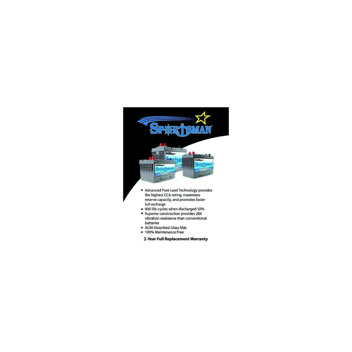Midstate Battery Agm24m Odyssey Sportsman Agm Battery, 24 Grp 750 Cca 1