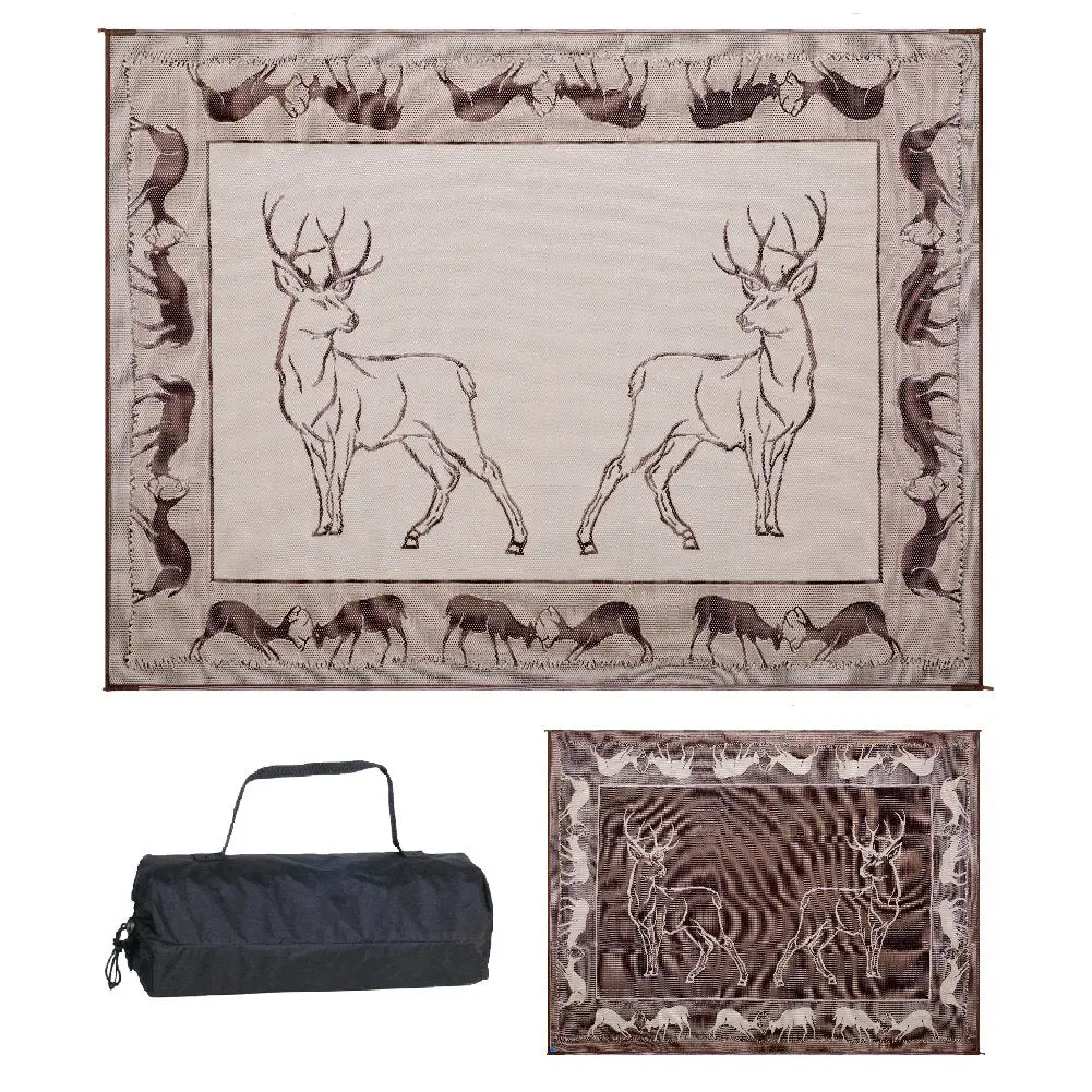 Ming's Mark Pa1 Reversible Mat, Deer Black/Beige, 9' X 12' 1