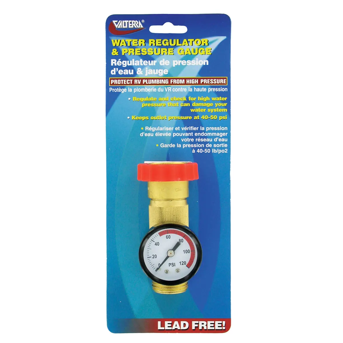 Valterra A01-1124Vp Lead-Free Rv Water Regulator & Gauge 2