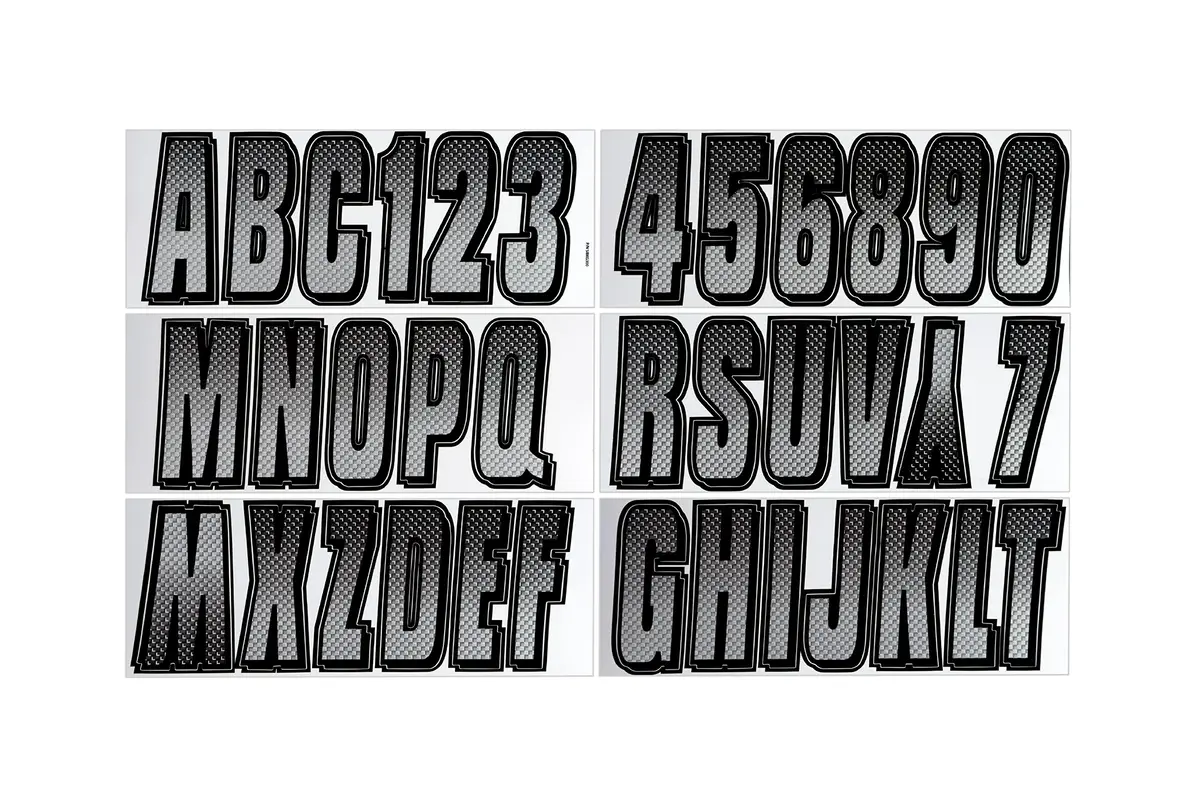 Hardline Sibkg300 Series 300 Registration Kit, Carbon Fiber, Block Font, Color Gradation, 4 Sets Of 3" A-Z, 0-9 1