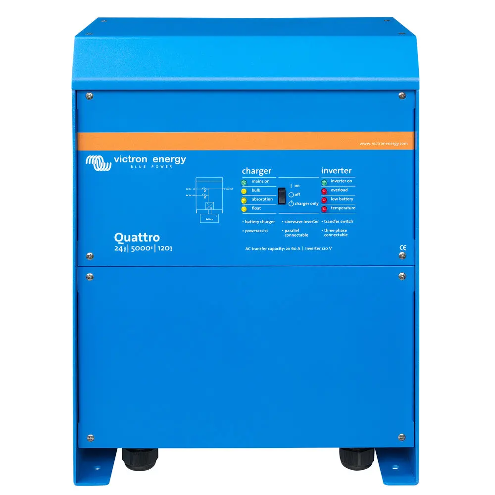 Victron Quattro Inverter/Charger 24V Dc - 5000W - Dual 100Amp 120V Ac Inputs - Auto Transfer Switch - 120Amp Battery Charger - Stackable 1