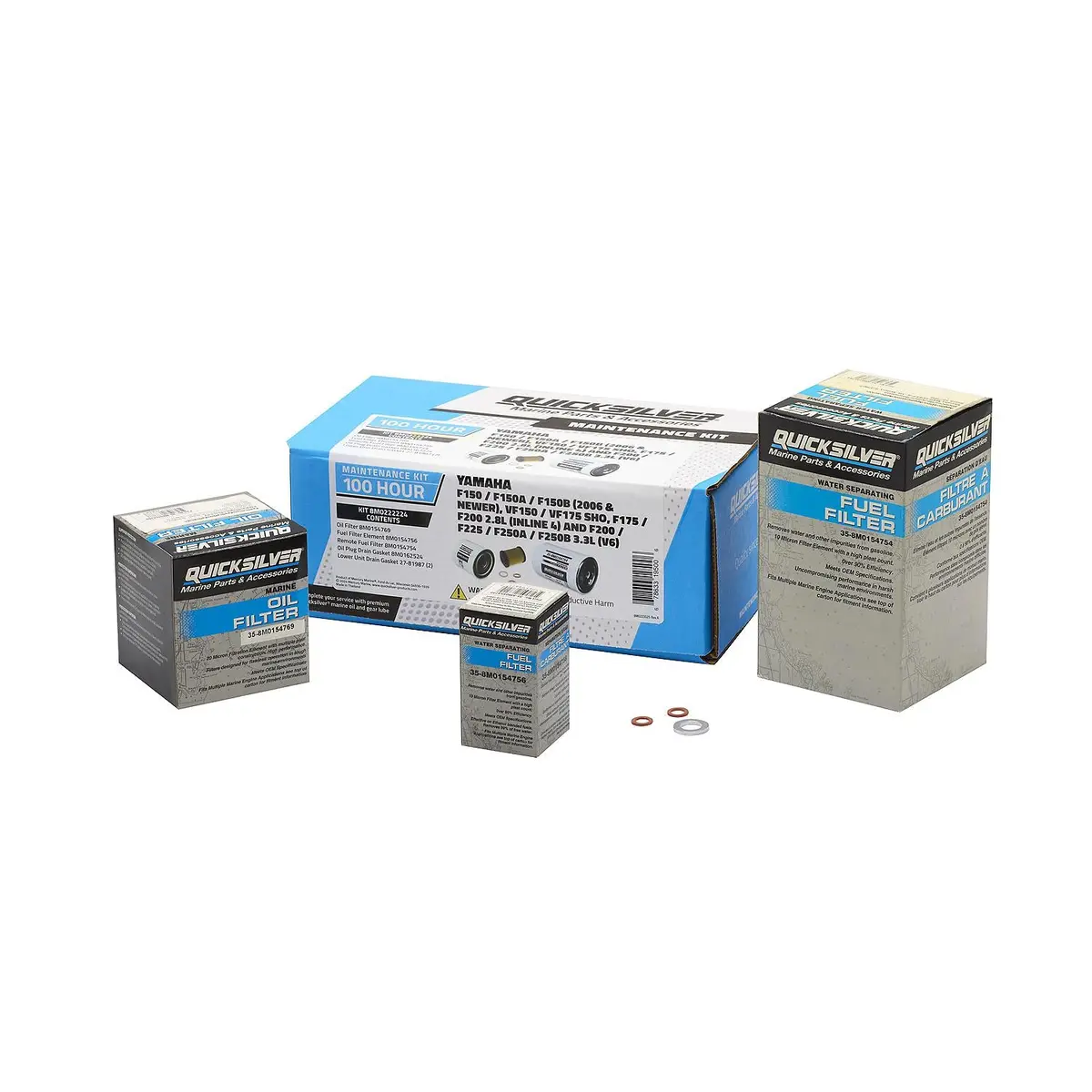 Mercury 8M0222224 Quicksilver 100 Hour Maintenance Kit, Yamaha Various 150/175/200/225/250 1