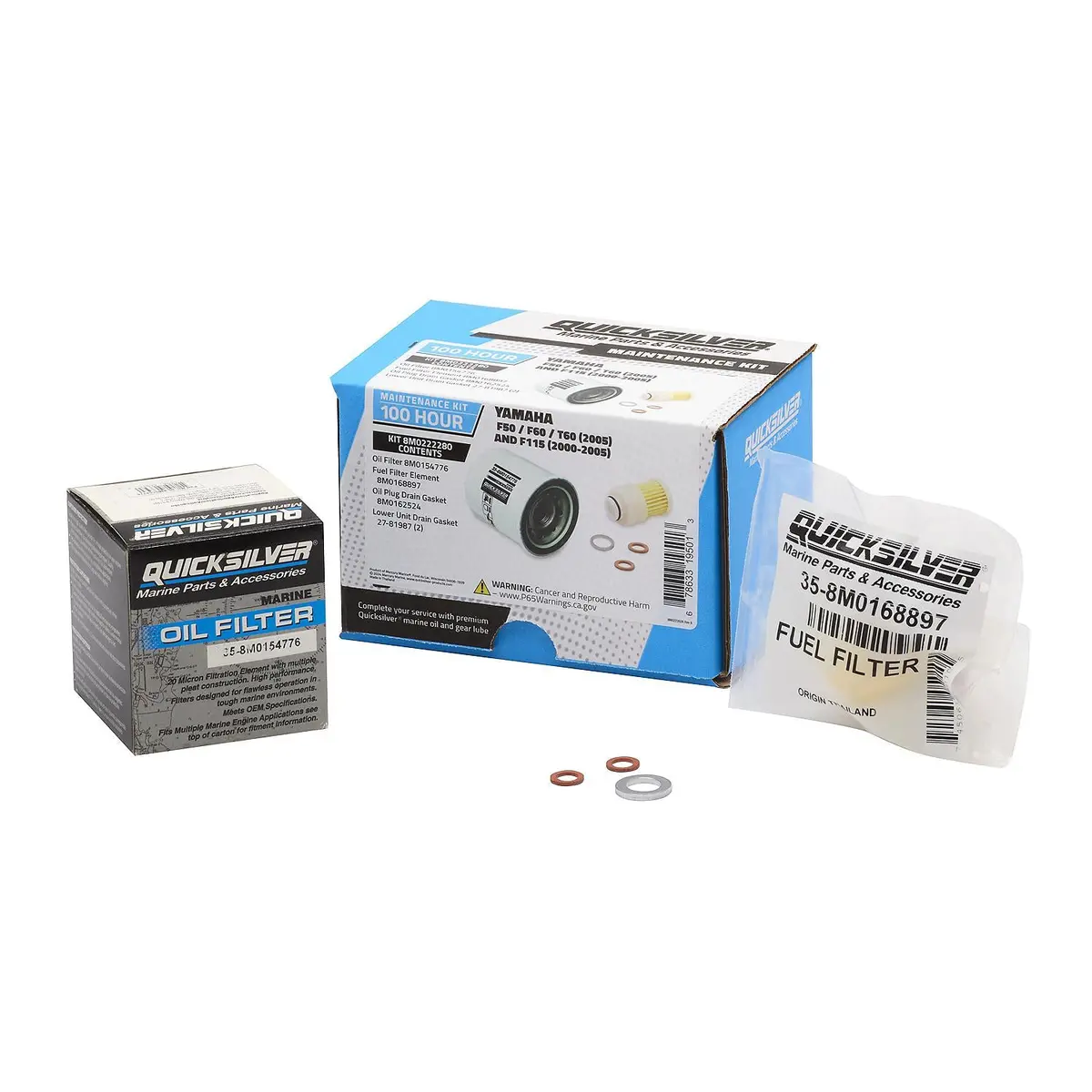Mercury 8M0222280 Quicksilver 100 Hour Maintenance Kit, Yamaha F50/F60/T60 & F115 1