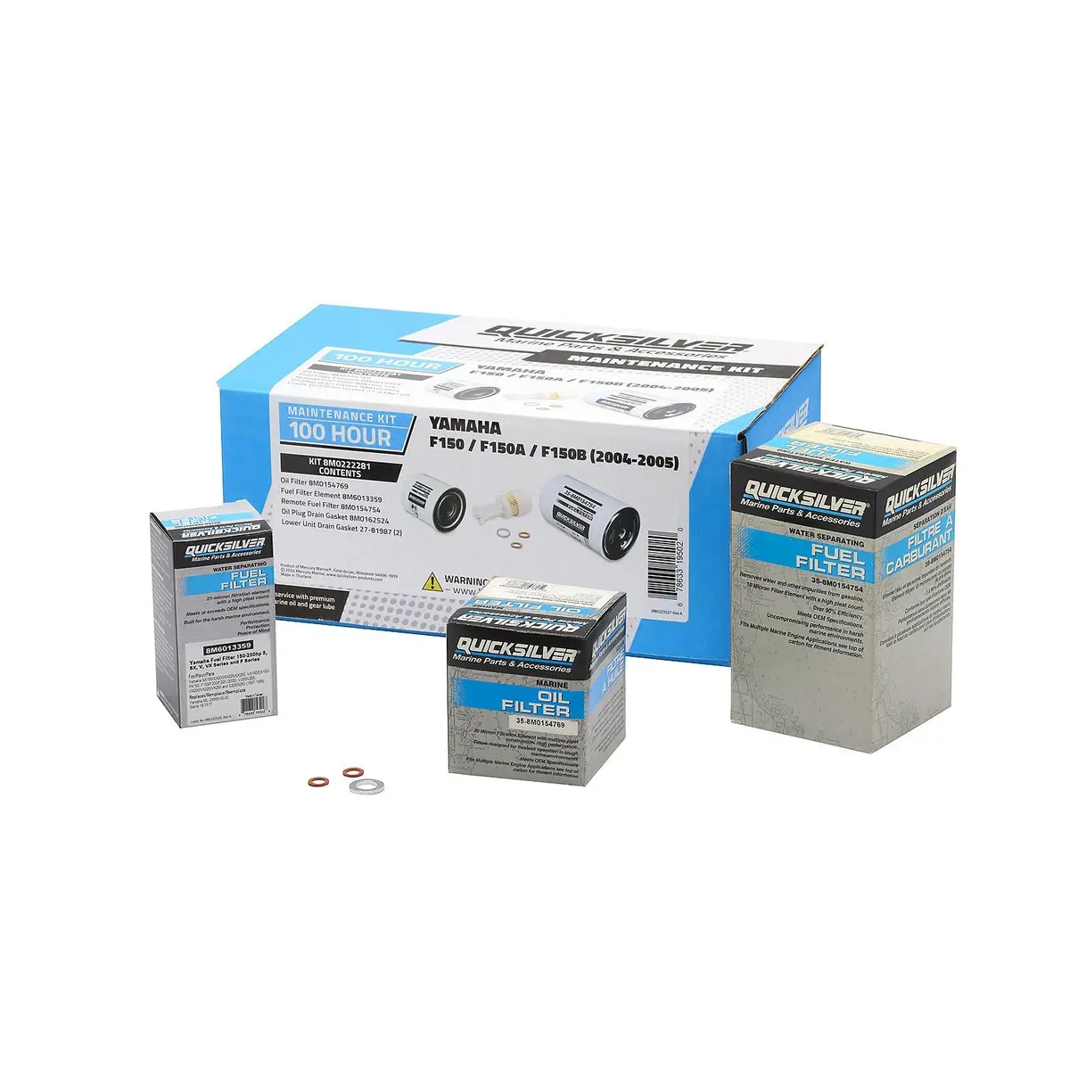 Mercury 8M0222281 Quicksilver 100 Hour Maintenance Kit, Yamaha F150/F150a/F150b 1