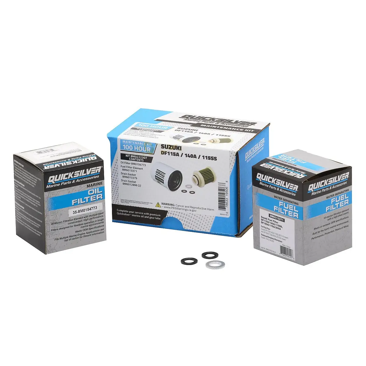 Mercury 8M0222307 Quicksilver 100 Hour Maintenance Kit, Suzuki Df115a/140A/115Ss 1