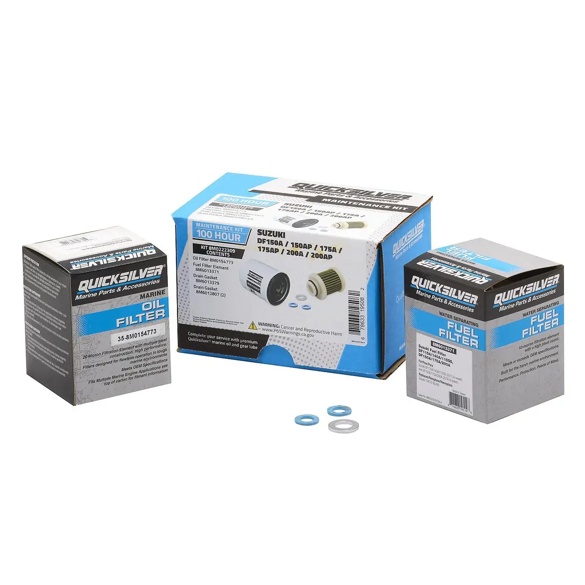 Mercury 8M0222309 Quicksilver 100 Hour Maintenance Kit, Suzuki Df150a/150Ap/175A/175Ap/200A/200Ap 1