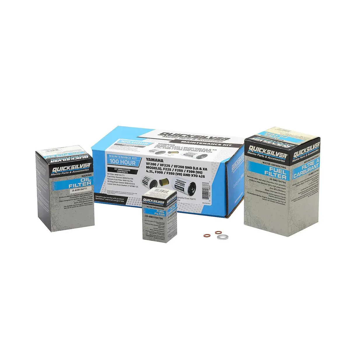 Mercury 8M0224553 Quicksilver 100 Hour Maintenance Kit, Yamaha Various 200-350 & Xto 425 1