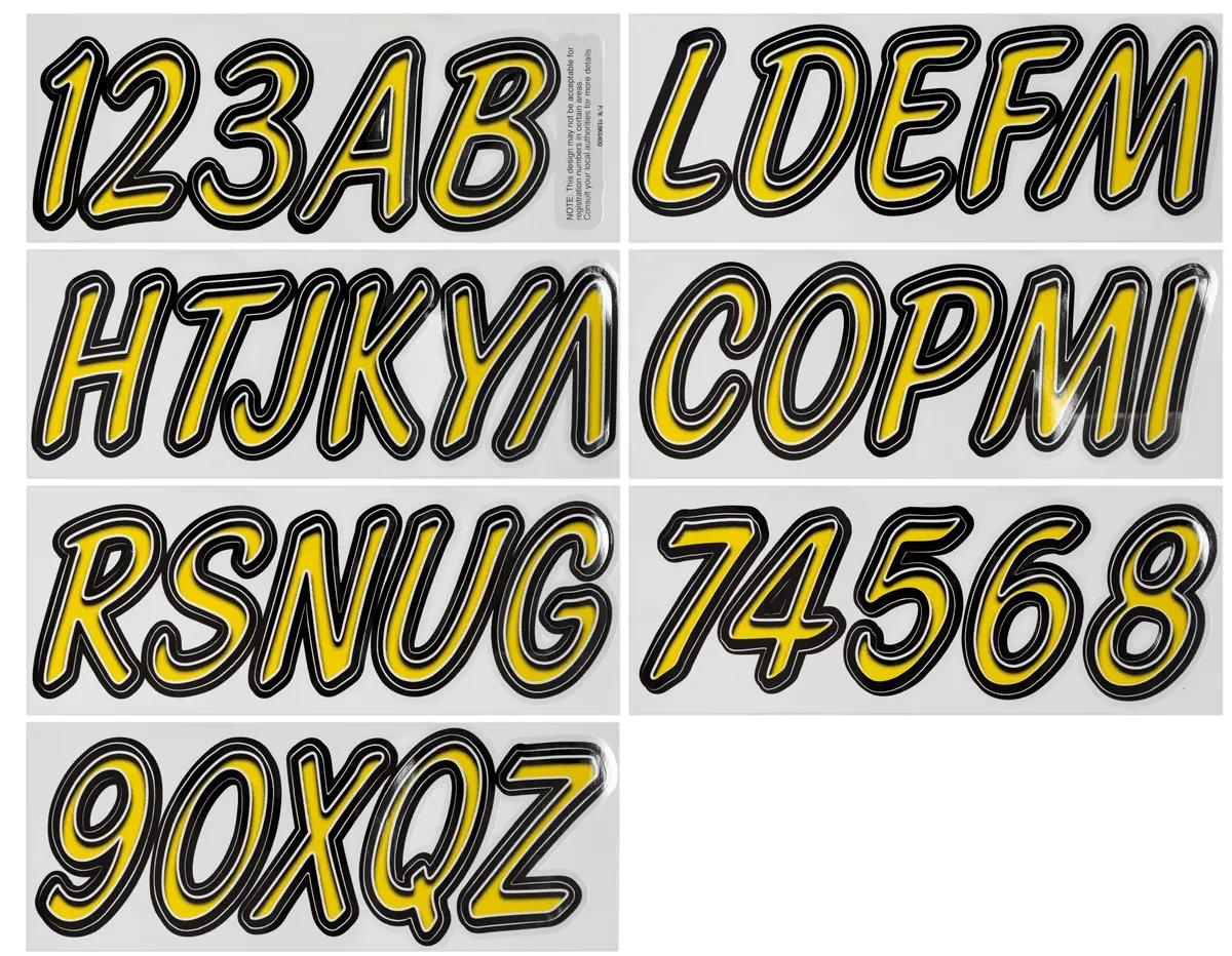 Hardline Yebkg400 Series 400 Registration Kit, Cursive, Smooth Font, Color Gradation, 4 Sets Of 3" A-Z, 0-9 1
