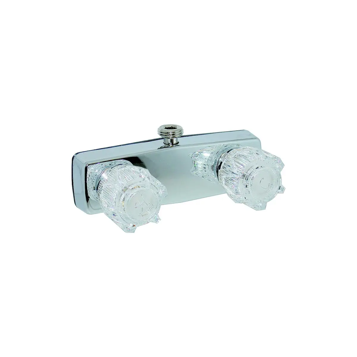Valterra Pf213321 Phoenix Chrome Finish Two Handle 4" Rv Shower Valve Faucet W/, Clear Acrylic Knobs 1