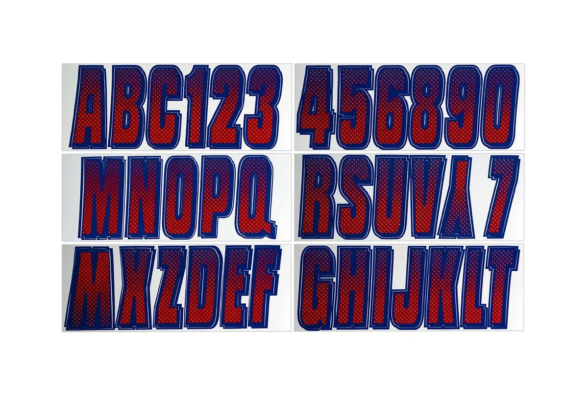 Hardline Repug300 Series 300 Registration Kit, Carbon Fiber, Block Font, Color Gradation, 4 Sets Of 3" A-Z, 0-9 1
