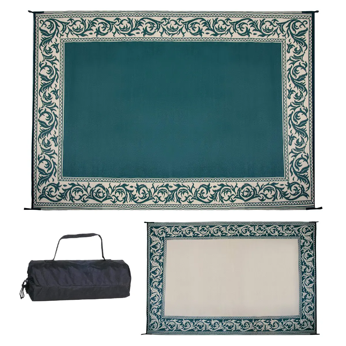 Ming's Mark Rd4-Grn Reversible Mat, Classical Green/Beige, 6' X 9' 1