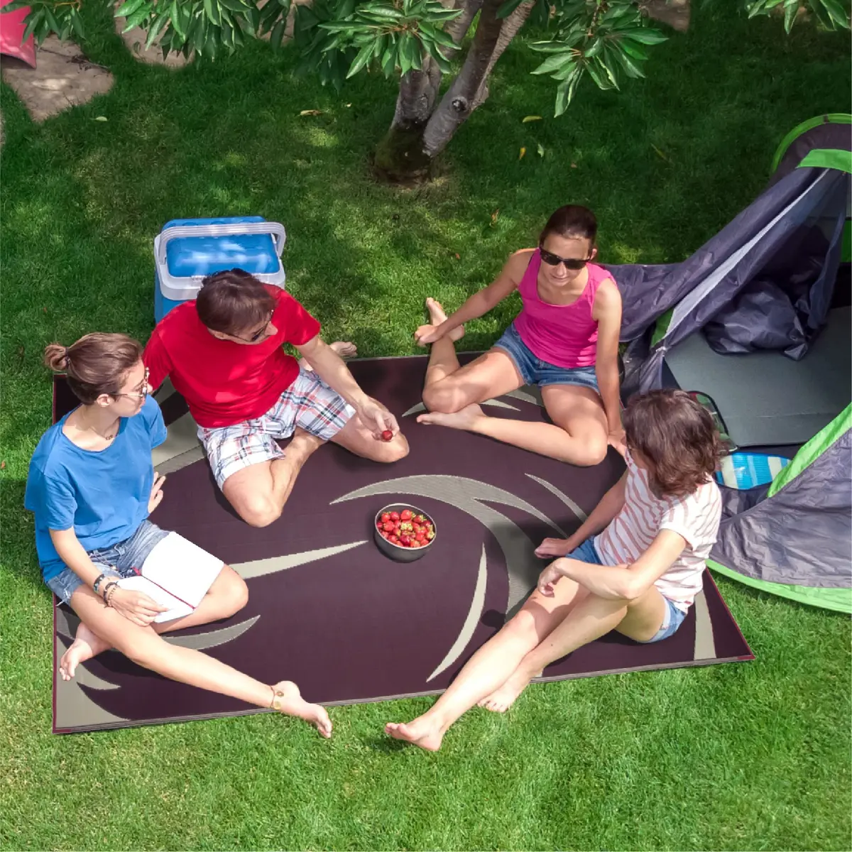 Ming's Mark Sd8185 Reversible Mat, Swish, Burgundy/Tan, 8' X 18' 1