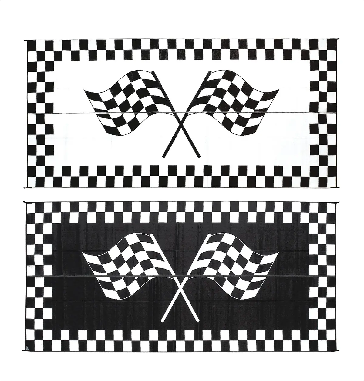 Ming's Mark Rf-8201 Reversible Black & White Racing Flag Mat 1