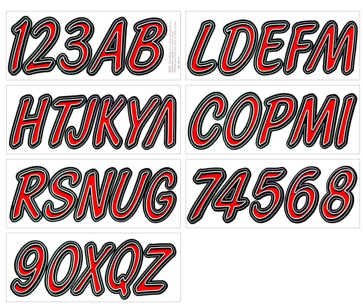 Hardline Rebkg400 Series 400 Registration Kit, Cursive, Smooth Font, Color Gradation, 4 Sets Of 3" A-Z, 0-9 2