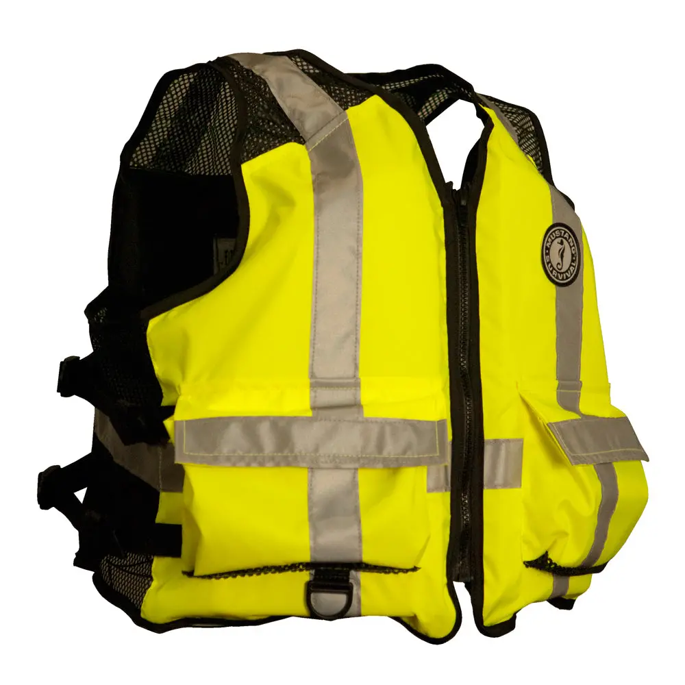 Mustang Survival Mv1254t3-239-L/Xl Industrial Mesh Vest, Fluorescent Yellow/Green/Black, Size Xl/Large 1