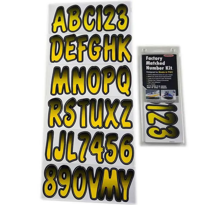 Hardline Yebkg200 Series 200 Registration Kit, Cursive, Yellow/Black Gradation, 4 Sets Of 3" A-Z, 0-9 1