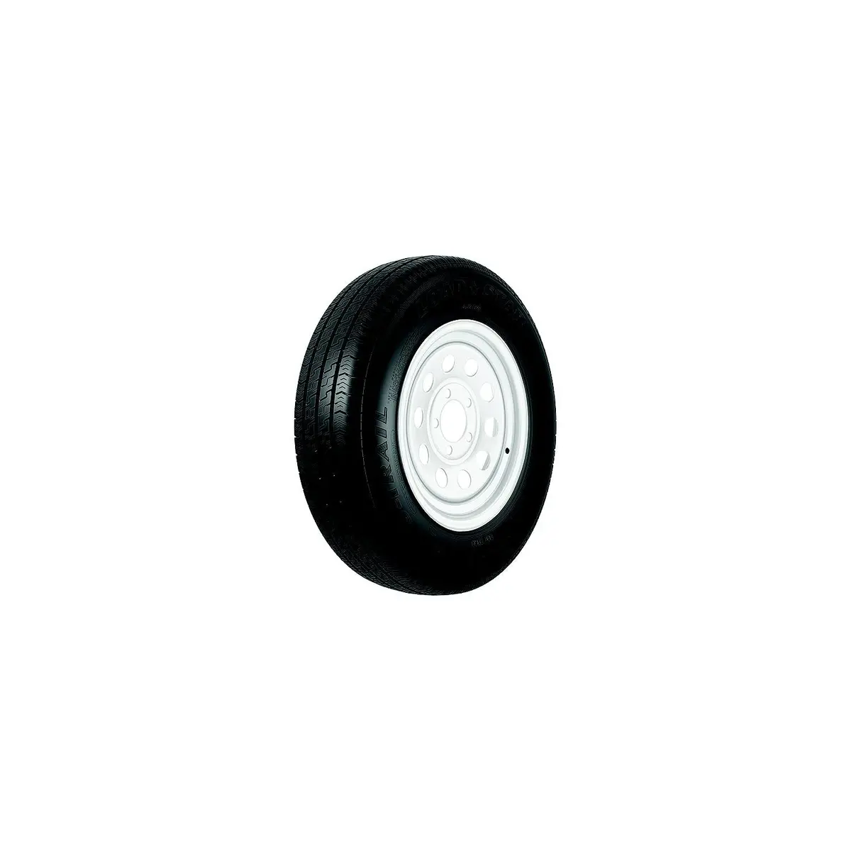 Loadstar Tires 31212 Bias Tire & Wheel (Rim) Asm Kr25 St145/R-12 5-Hole 8 Ply, White, Modular 1
