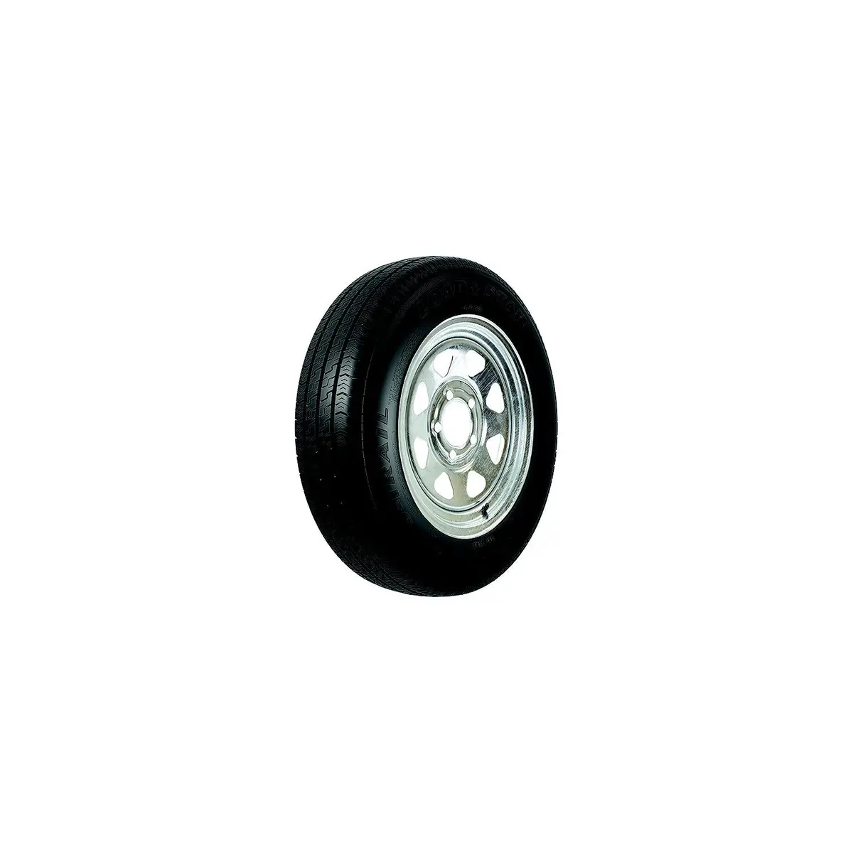 Loadstar Tires 31202 Bias Tire & Wheel (Rim) Asm Kr25 St145/R-12 5-Hole 8 Ply, Galvanized, Spoke 1