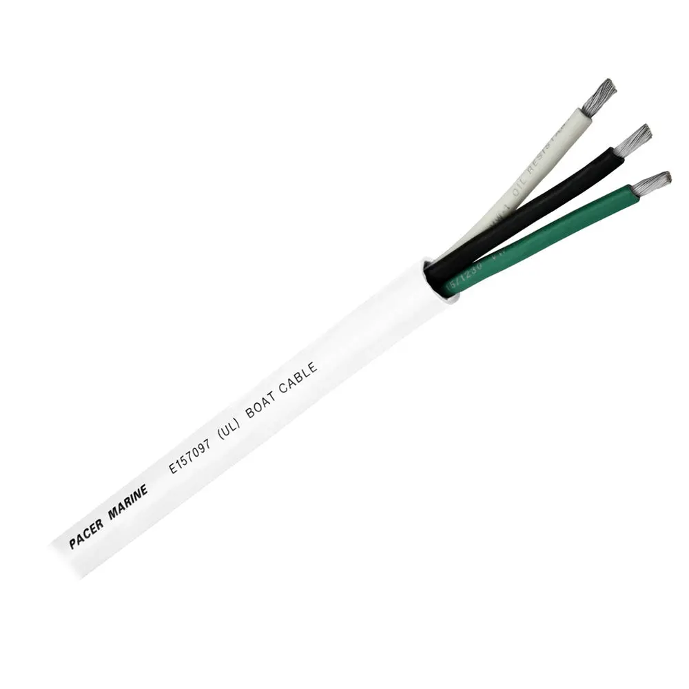 Pacer Round 3 Conductor Cable - 500' - 10/3 Awg - Black, Green & White 1