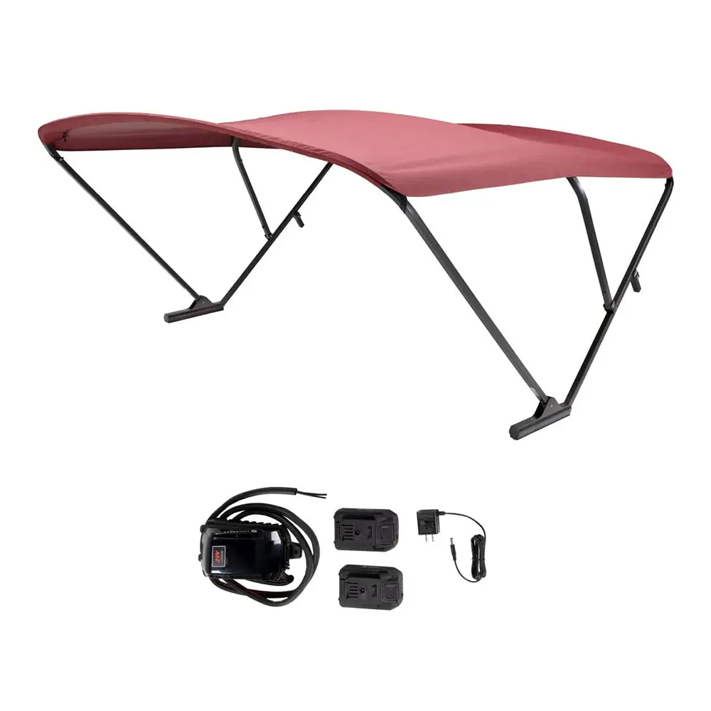 Sureshade 2021133091 Battery Powered Bimini Black Anodized Frame & Burgundy, Fabric 1